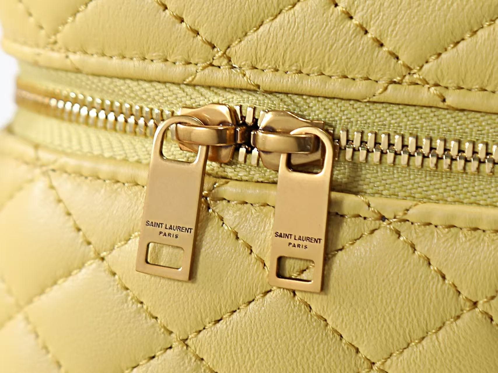 Saint Laurent Gaby mini lambskin vanity bag in light yellow high
