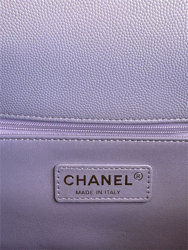 Medium FLAP BAG WITH TOP HANDLE Grained Calfskin Purple-binding Gold Metal High