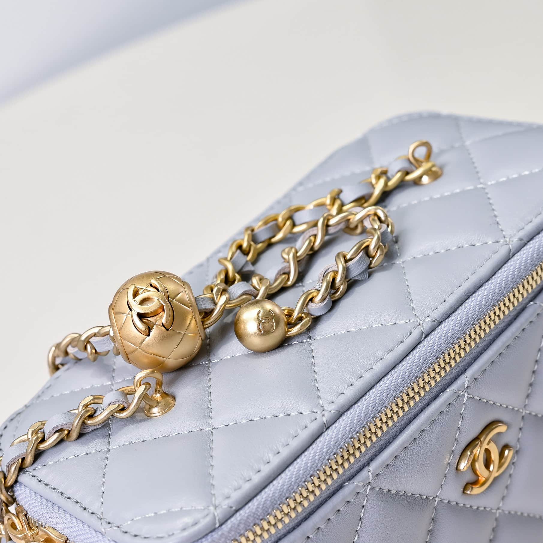 Chanel Vanity with Chain AP2303 Lambskin Gold Metal Grey High