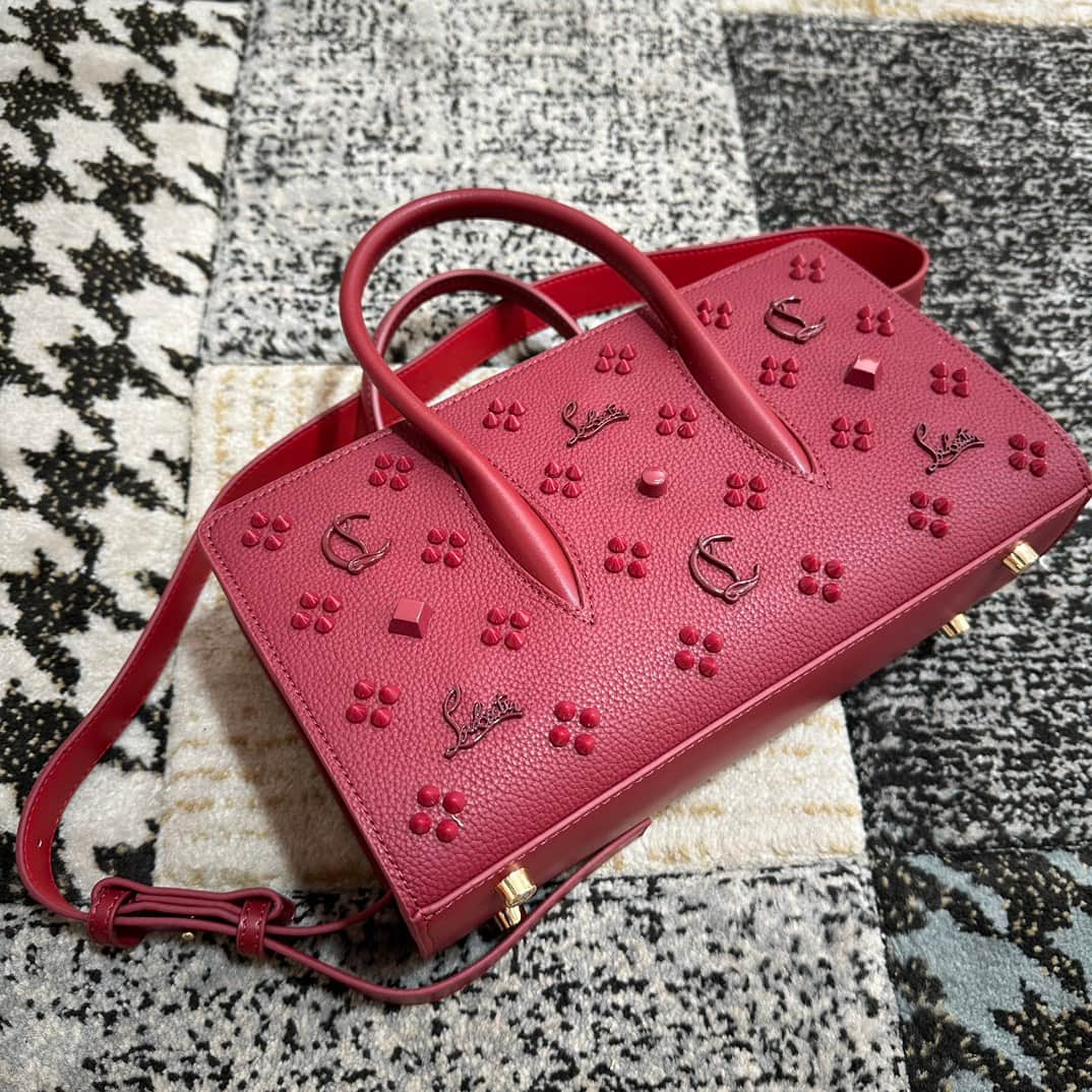 Christian Louboutin Paloma leather tote bag in red with spikes &studs High