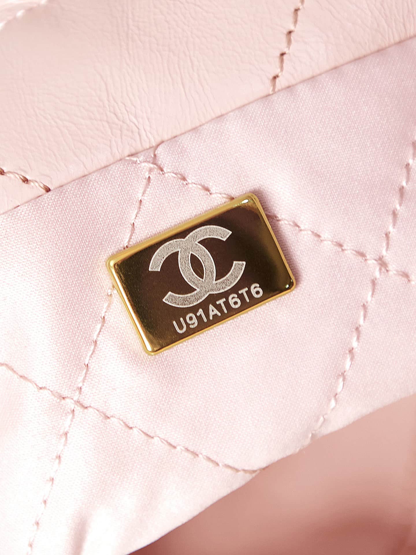 Chanel 22 MINI HANDBAG Shiny Calfskin Pink & Gold-Tone Metal AS3980 A