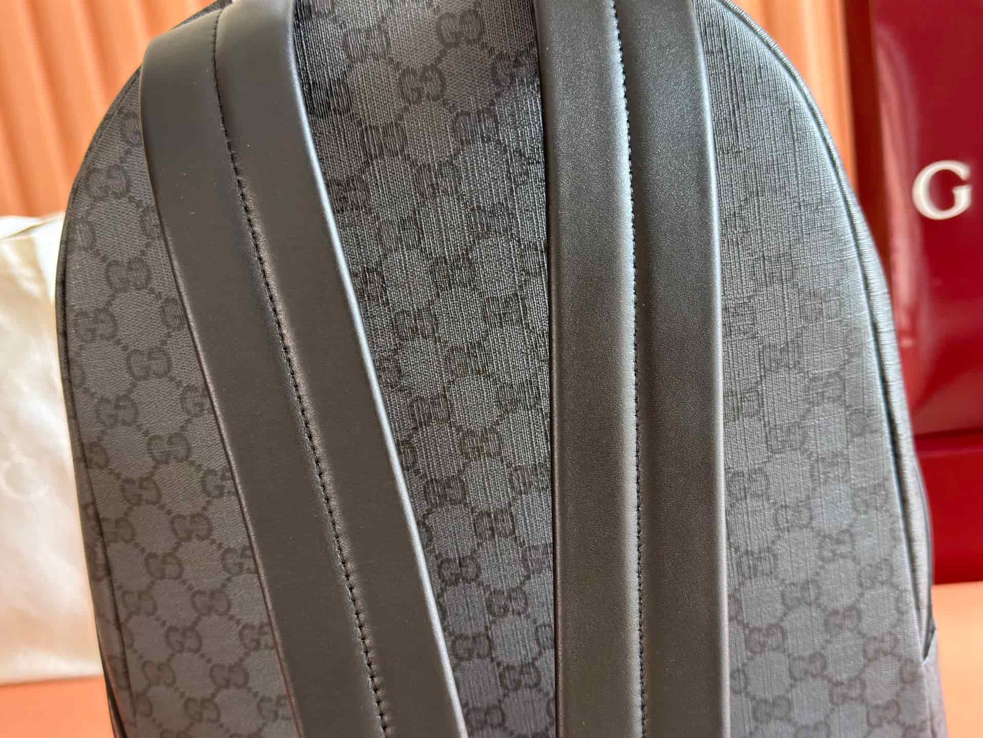 Gucci Essence Classic medium backpack Black GG coated canvas A0020S High