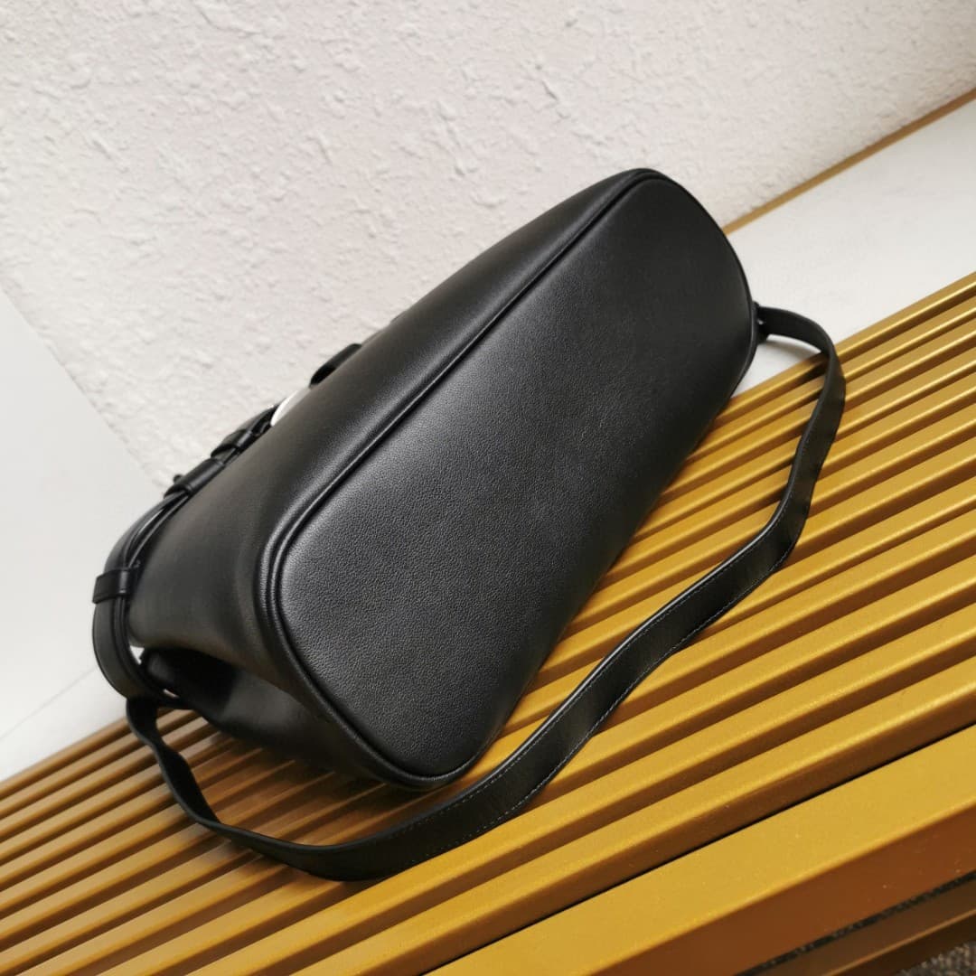 Prada Buckle small leather handbag with belt 1BA434 Black High