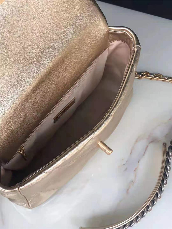 Chanel 19 Flap Bag Lambskin Champagne High