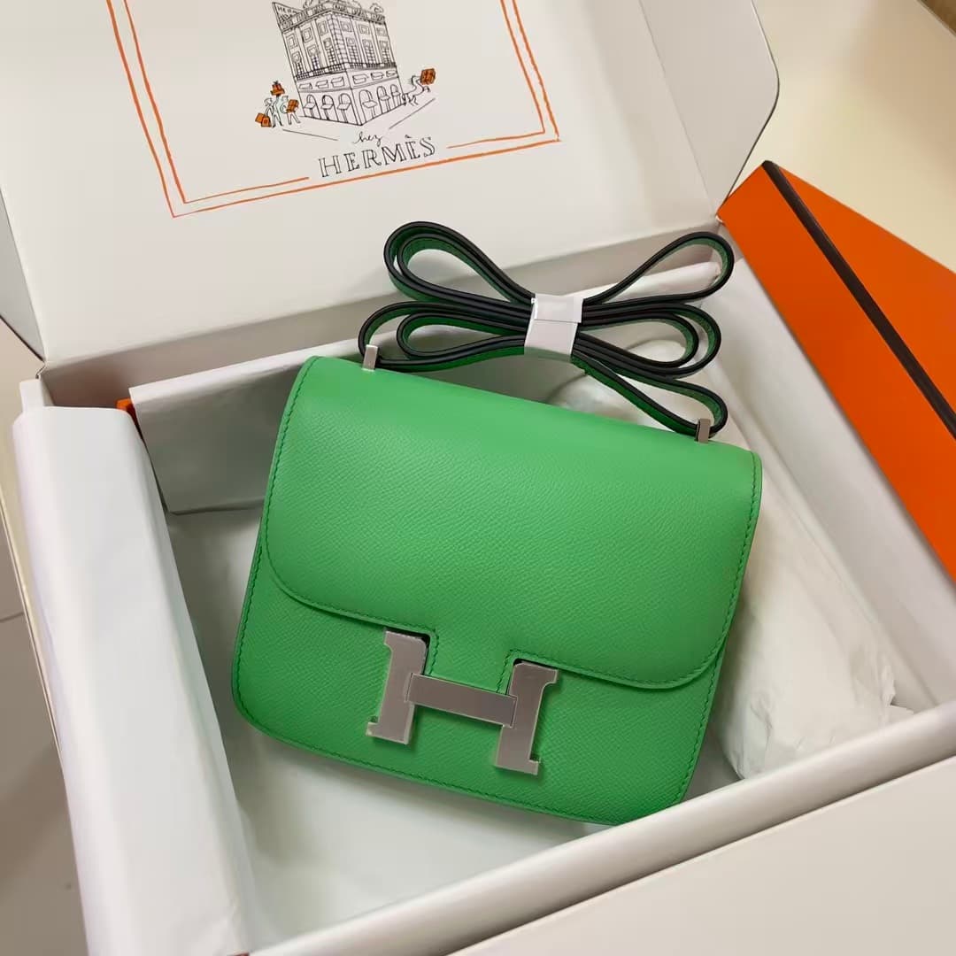 Hermes Mini Constance 18cm Epsom Bag Vert Comics WAX Vert Comics High Customizing Style