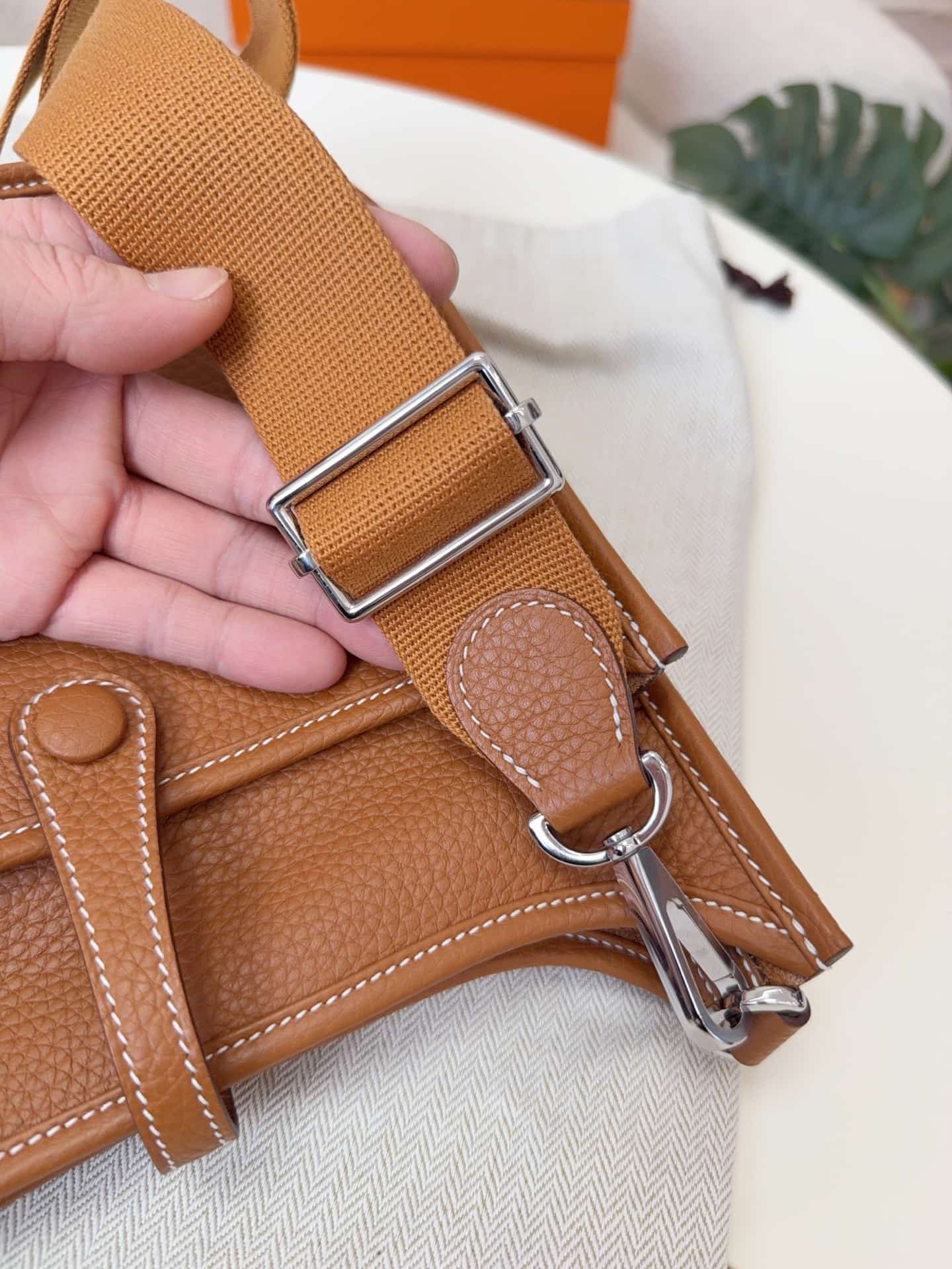 Hermes Evelyne Mini 23 Bag Calfskin In Gold WAX High