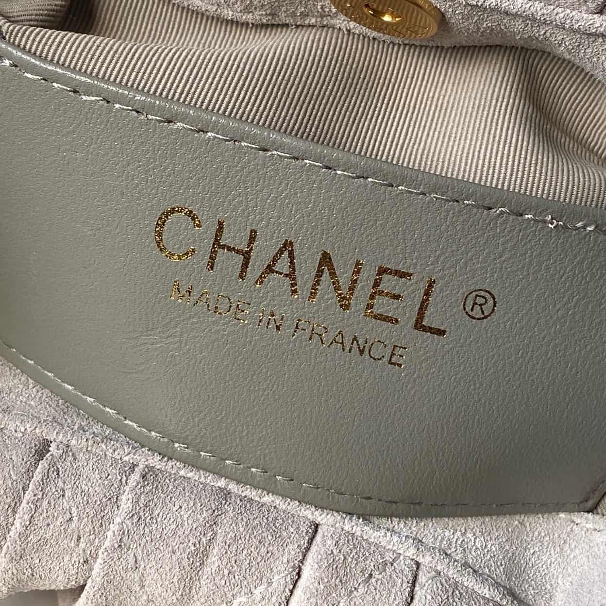 Chanel Small Hobo Bag Suede Calfskin Turtoise-Shell Effect Plexi & Gold-Tone Metal Grey AS6022 High
