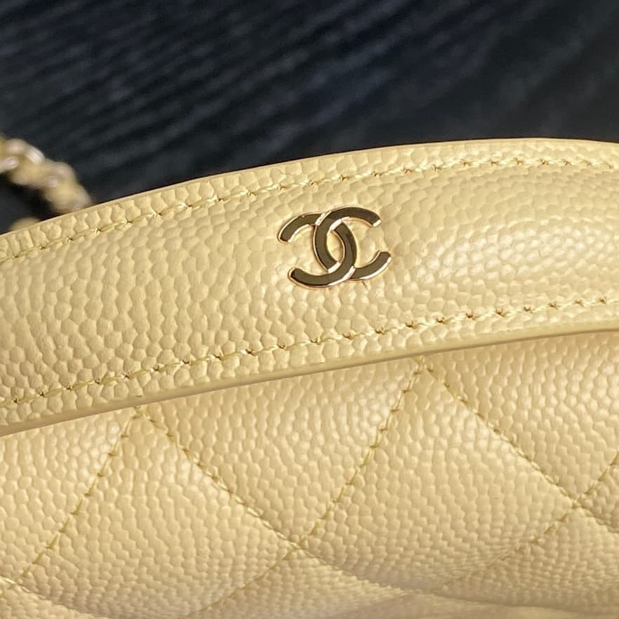 Chanel Mini Flap Clutch with Chain AP4406 Grained Calfskin & Gold-Tone Metal Yellow A