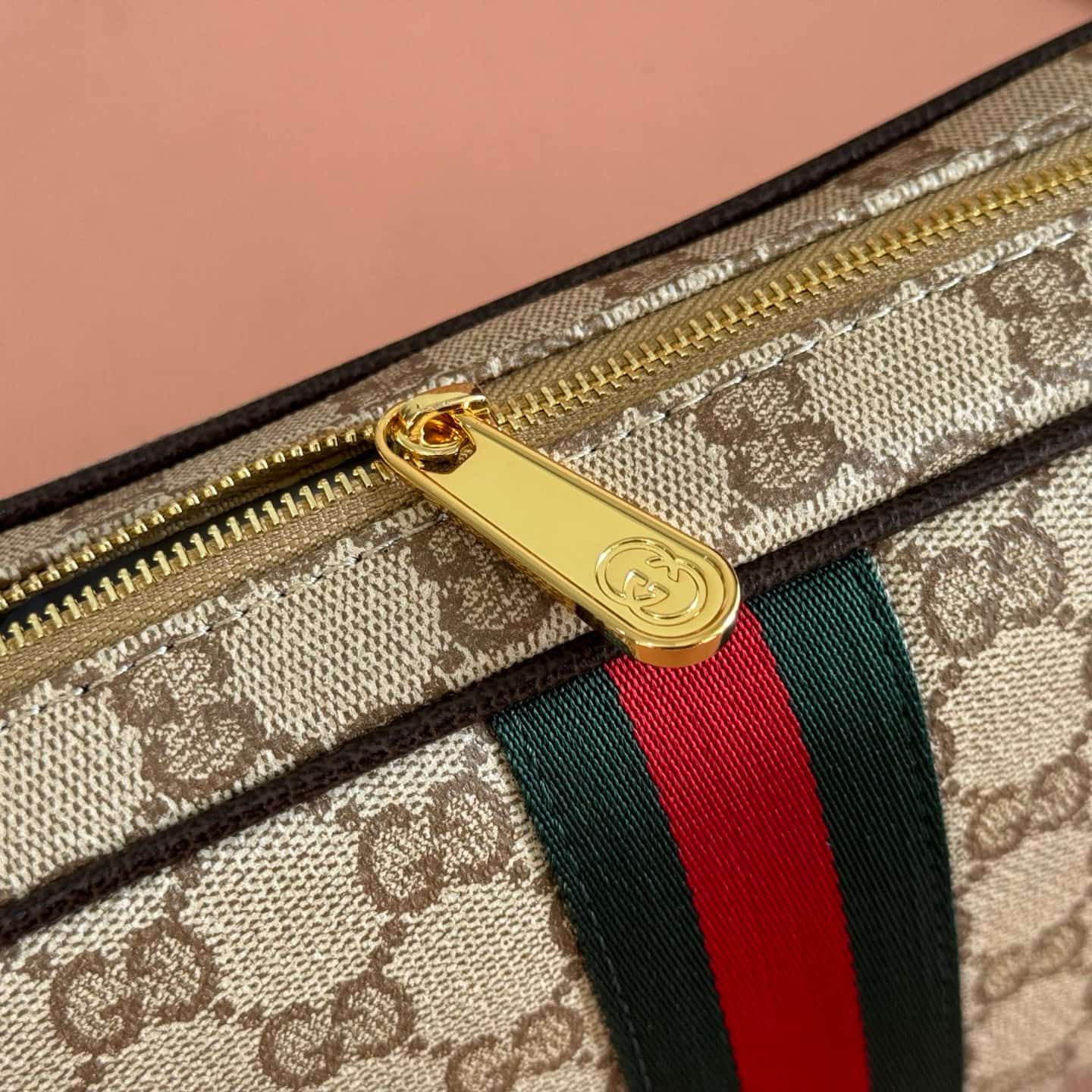 Gucci GG mini bag with Web Sand and dark brown GG coated canvas 876391 High