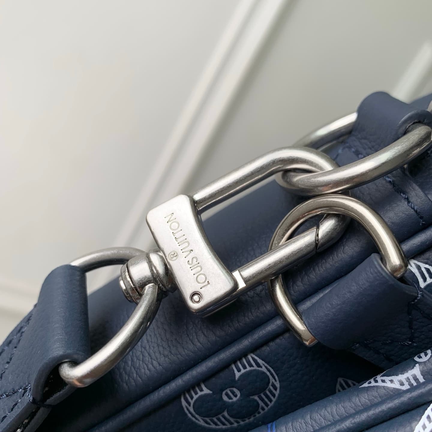Louis Vuitton Trio Messenger Navy Blue Monogram Shadow calfskin leather M28618 High
