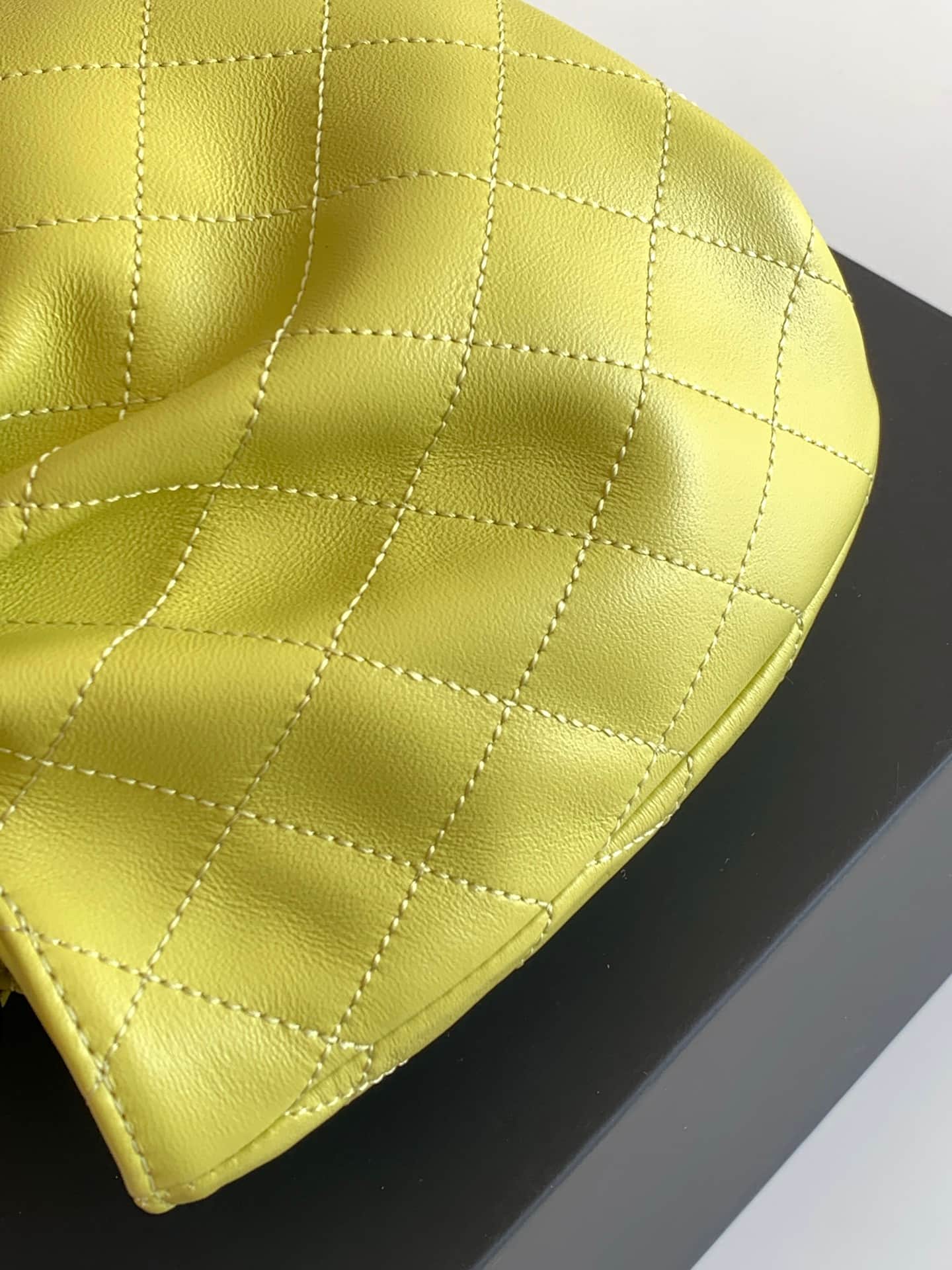 Chanel Small Hobo Bag Lambskin-Shell Effect Plexi & Gold-Tone Metal Yellow AS6022 High