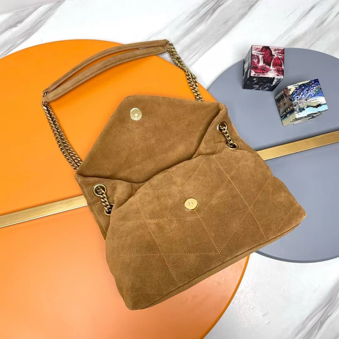 PUFFER SMALL in suede 577476 CINNAMON High