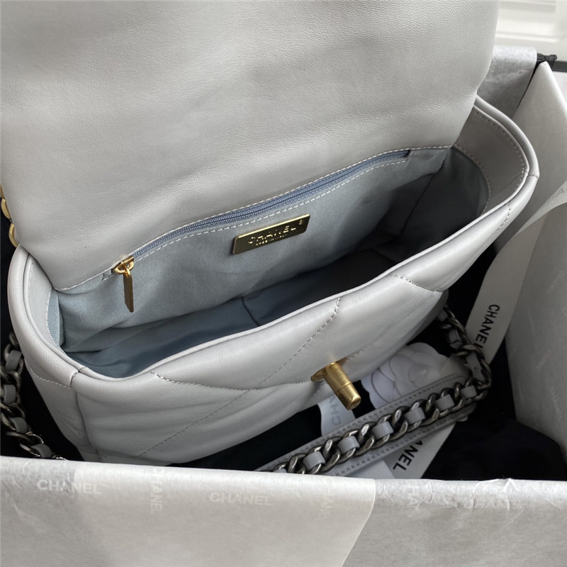 Chanel 19 Flap Bag Lambskin Grey High