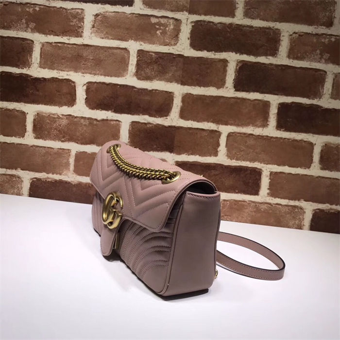 GG Marmont small matelassé shoulder bag 443497 Dusty Pink High