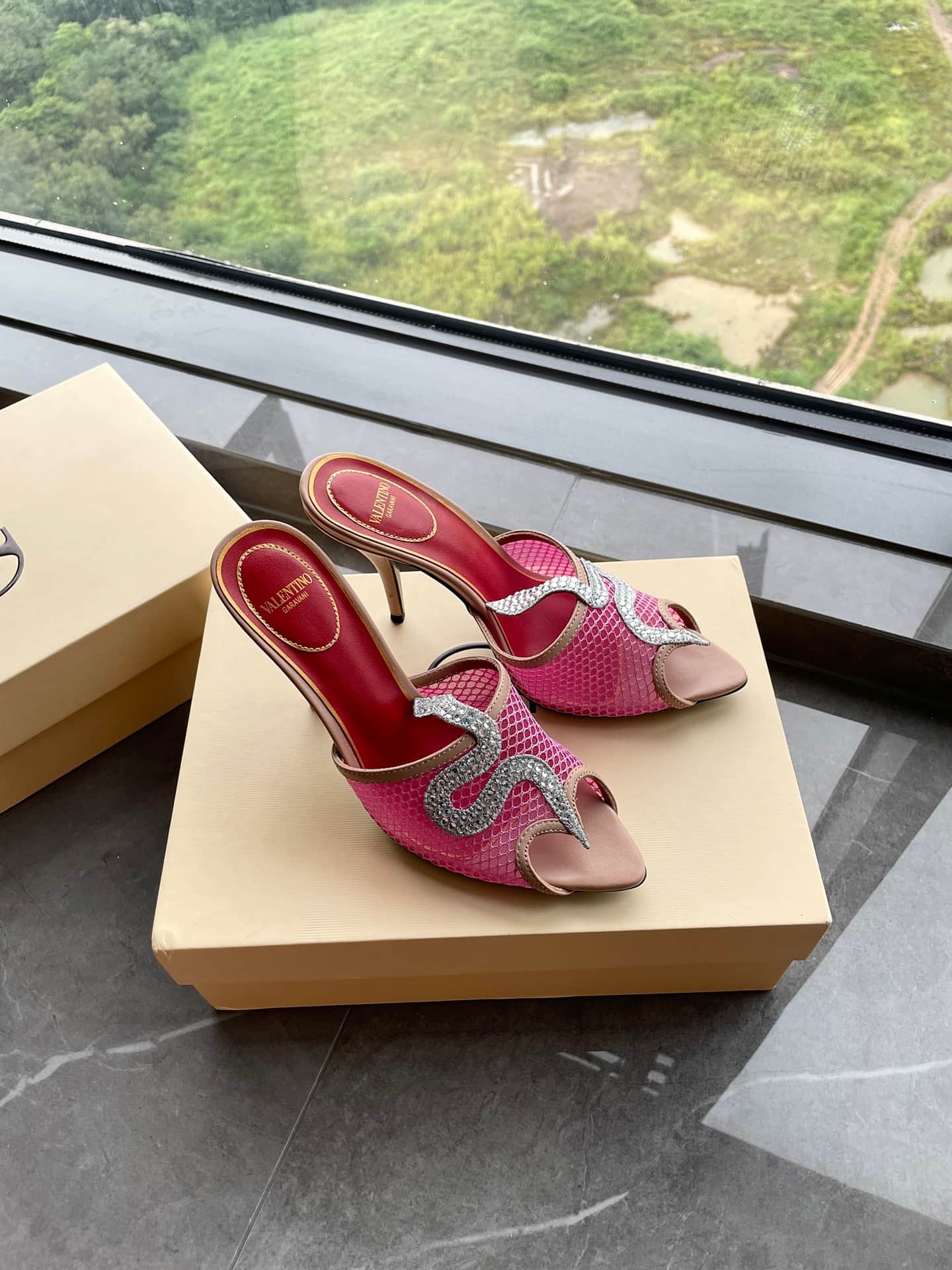 Valentino Garavani Coeur Vipère Mesh Sandals
