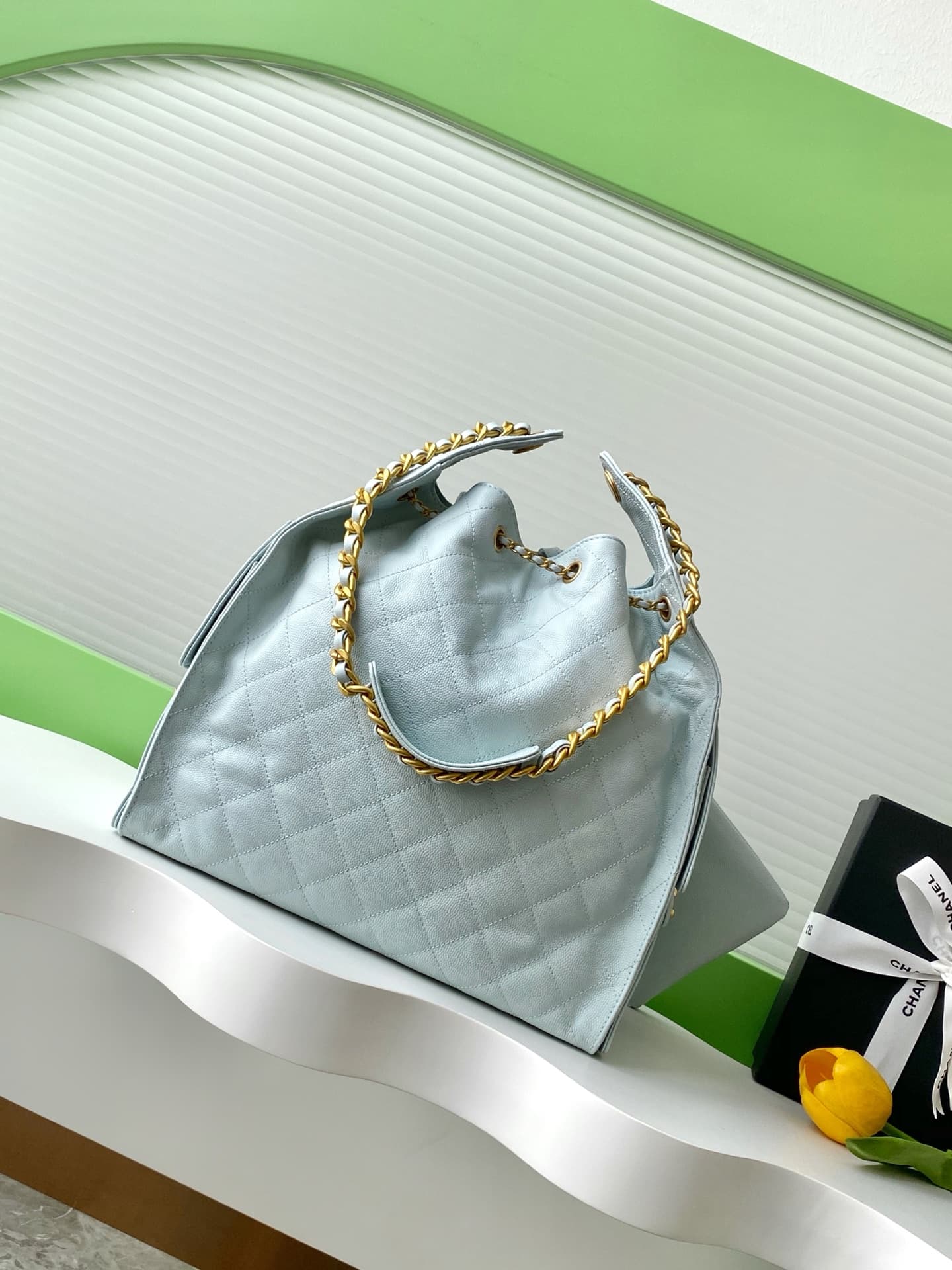 Chanel 25 Medium Hobo Medium handbag AS5311 Grained Calfskin & Gold-tone Metal Blue A