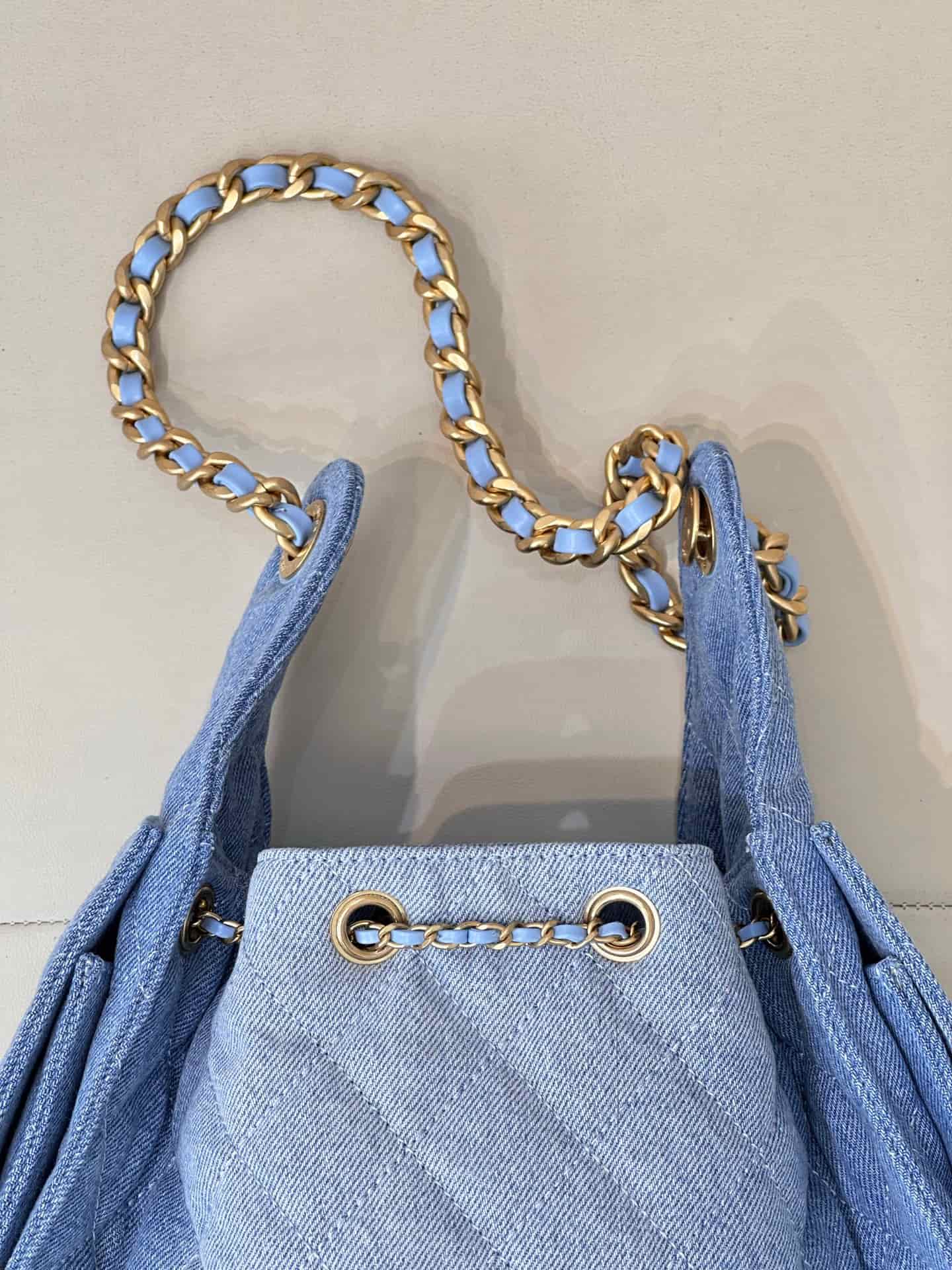 Chanel 25 Small Hobo handbag AS5293 Denim &Gold-tone Metal Blue TOP