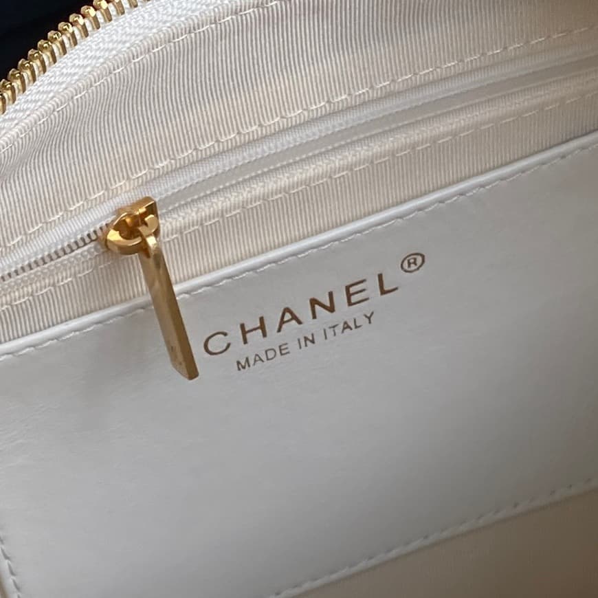 Chanel Trendy Pockets Hobo Bag Lambskin & Gold Metal White AS5302 A