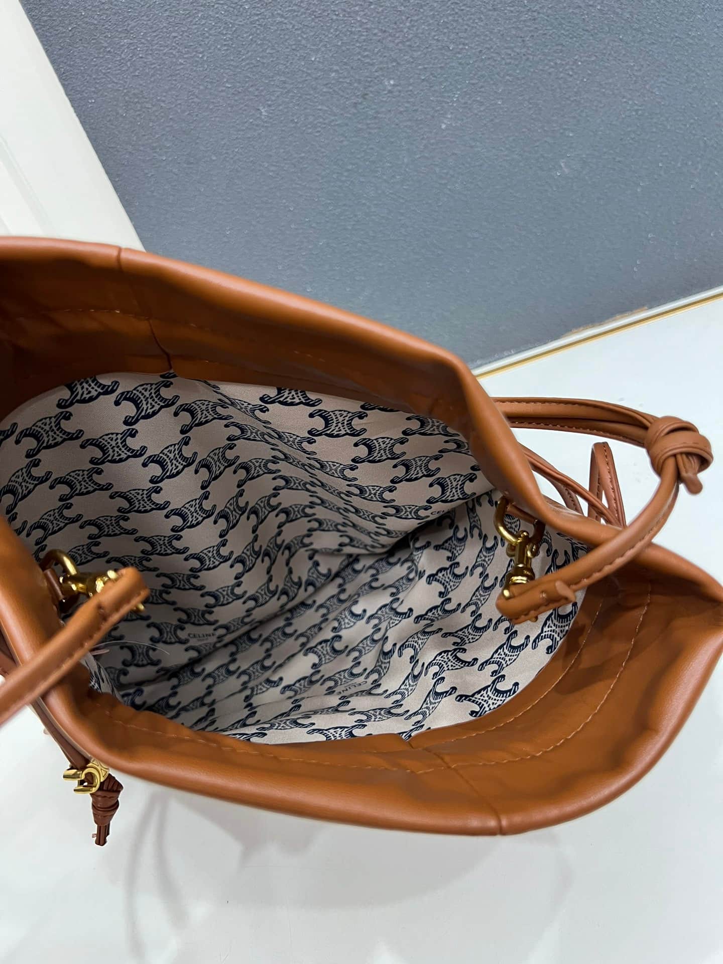 Celine SMALL CRYSTAL POUCH IN LAMBSKIN SOFT TAN High