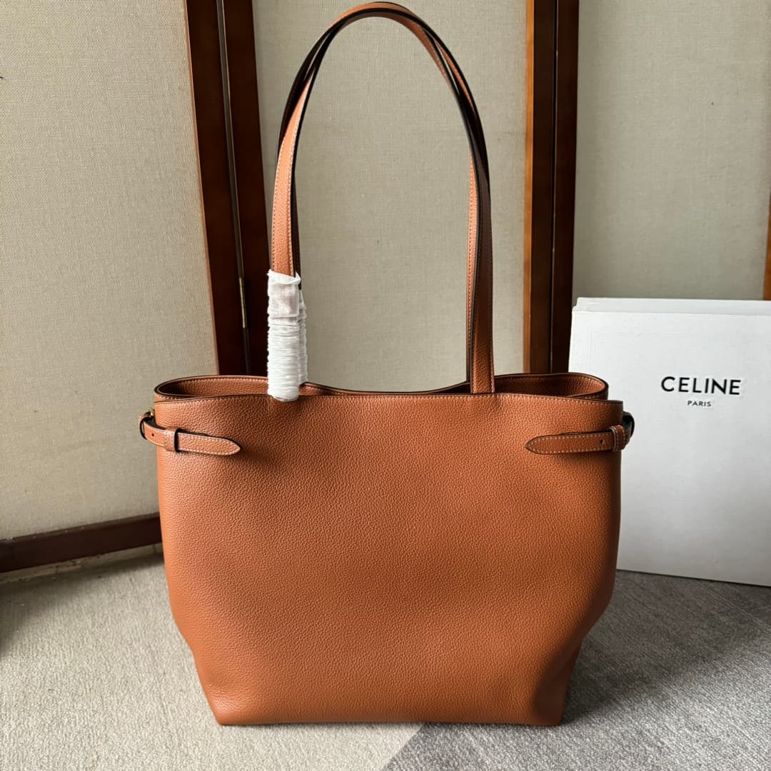 Celine Cabas Anais Tote Bag in Tan Grained Calfskin High