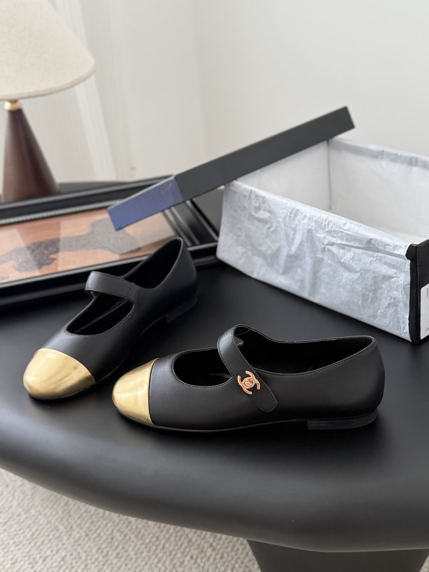 Chanel Calfskin Patent Mary Janes Flats Women