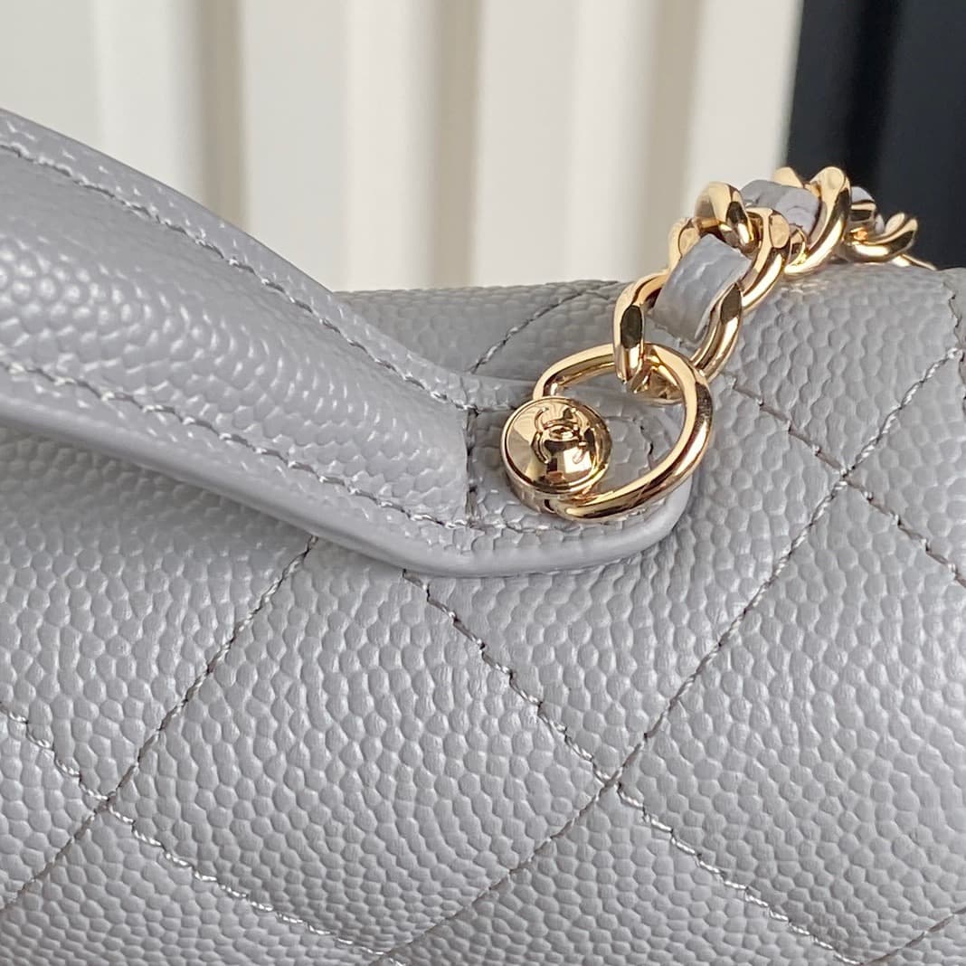 Chanel Mini Flap Clutch with Chain AP4406 Grained Calfskin & Gold-Tone Metal Grey A