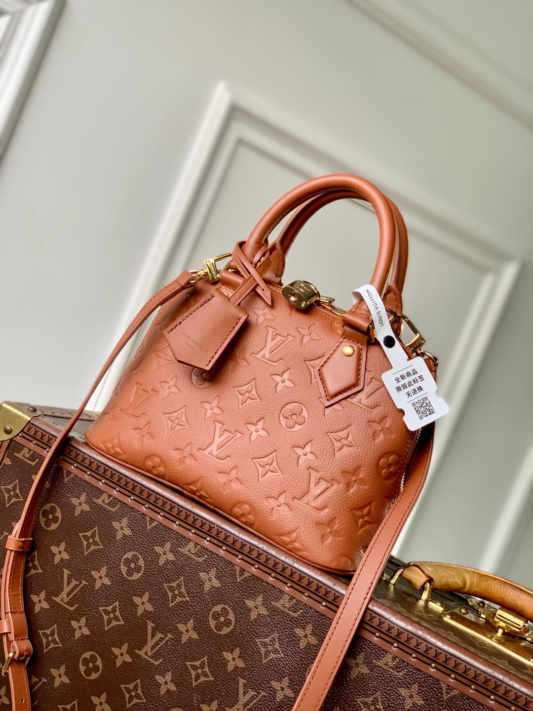 Louis Vuitton Alma BB handbag in Monogram Empreinte leather M26409 high