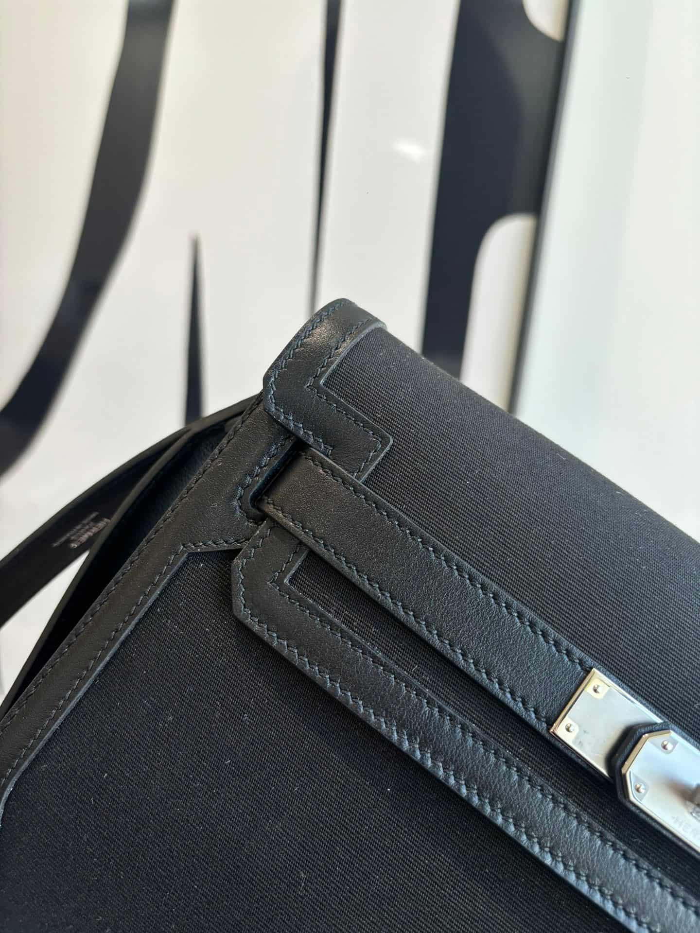Hermes Kelly Depeches 25 pouch in H canvas and Swift Leather WAX High