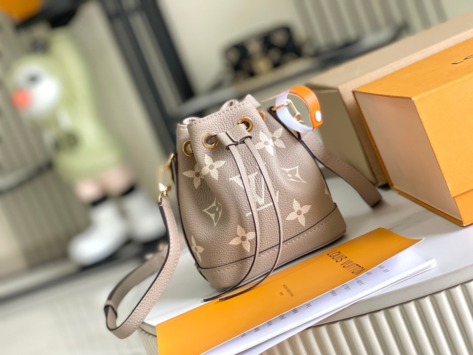 Louis Vuitton Nano Noé Tourterelle Gray / Cream Monogram Empreinte leather M46291 TOP