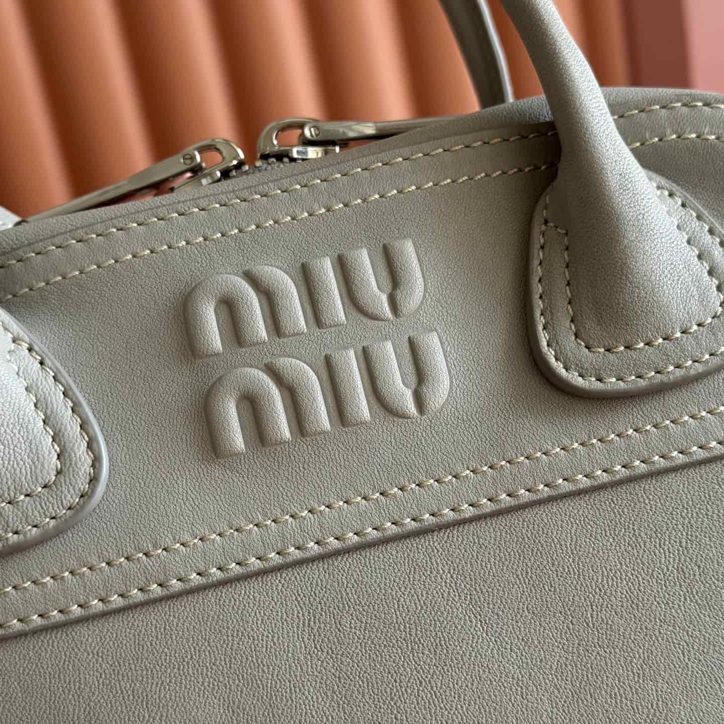 Miu Miu Vivant nappa leather bag Grey 5BB200 TOP