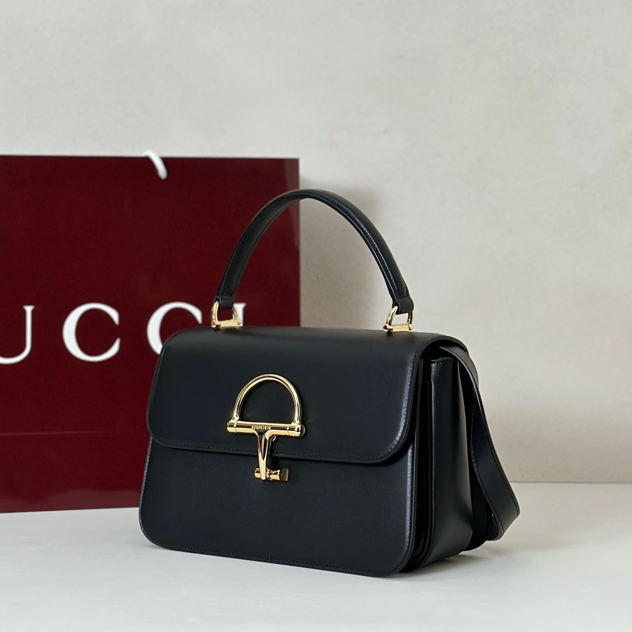 Gucci Siena medium top handle bag 855535 Black High