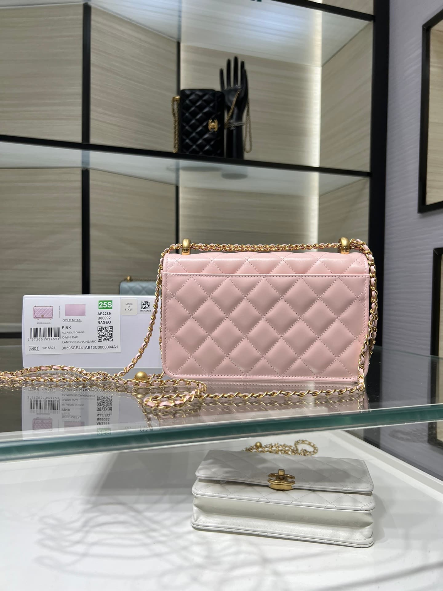 Chanel Wallet on Chain Shiny Calfskin & Gold-Tone Metal Pink AP2289 High
