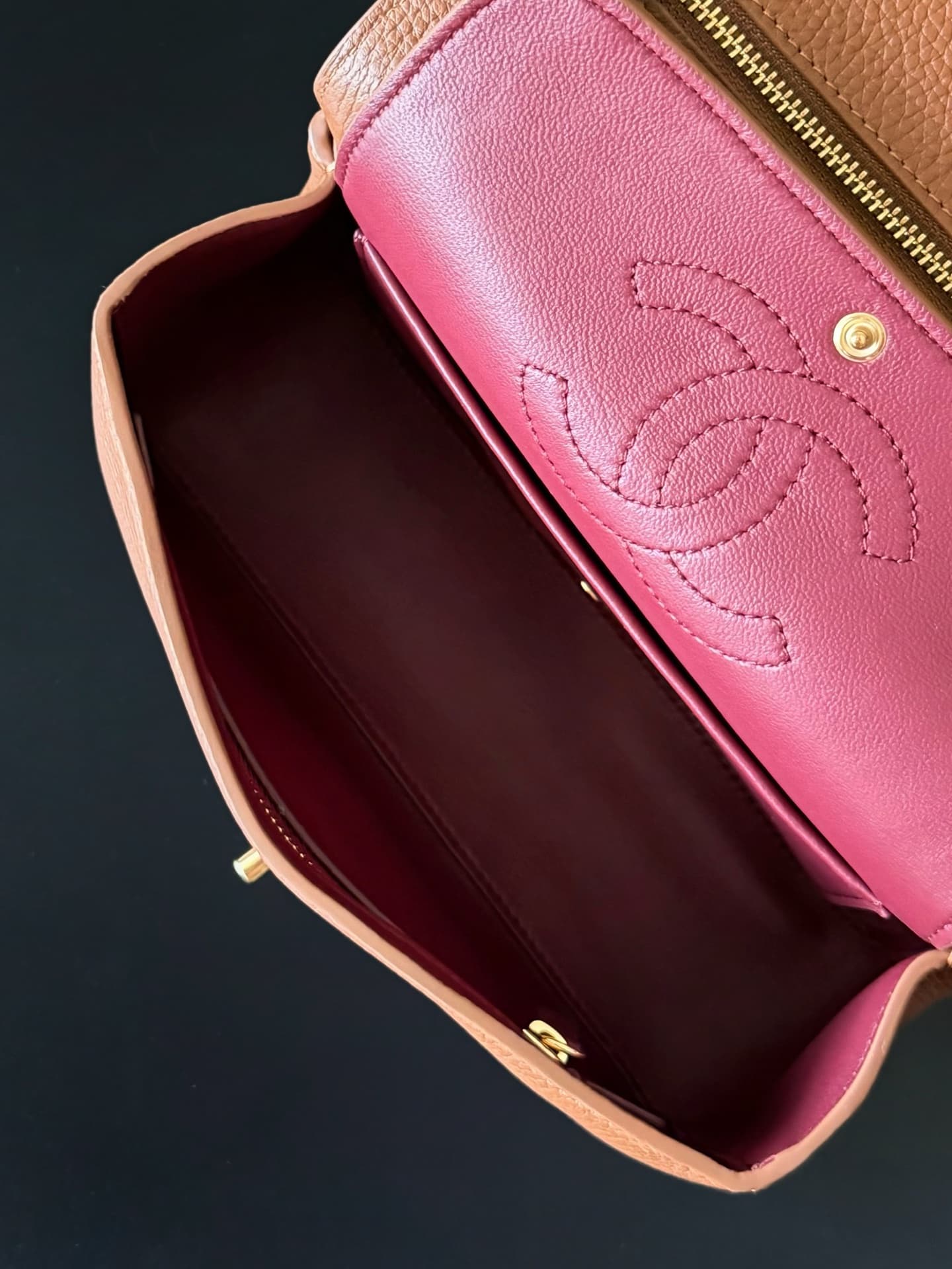 CHANEL Mini flap bag Grained Calfskin&Gold-tone metal Caramel AS6573 A