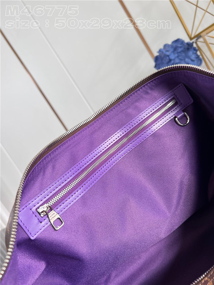 Louis Vuitton Keepall Bandoulière 50 Monogram Macassar M46775 Purple High