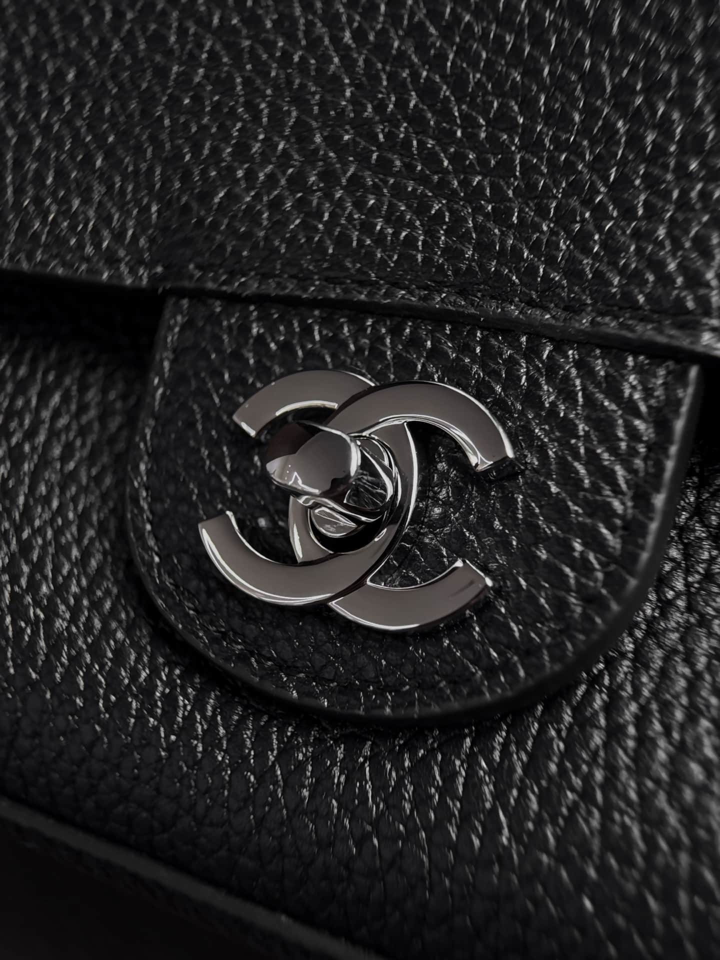 CHANEL Mini flap bag Grained Calfskin&Silver-tone metal Black AS6573 A