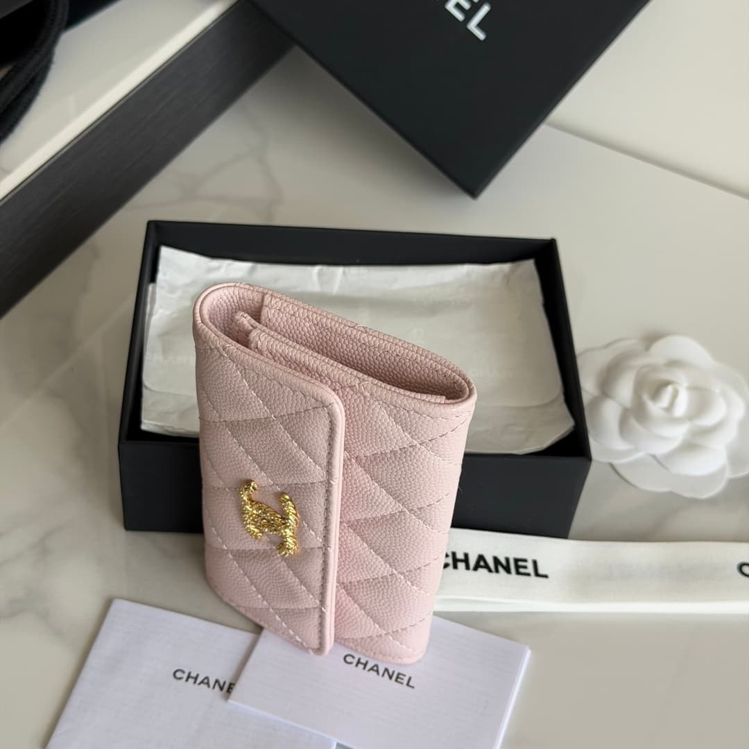 Chanel Card Holder Shiny Grained Calfskin Strass & Gold-Tone Metal AP5079 High