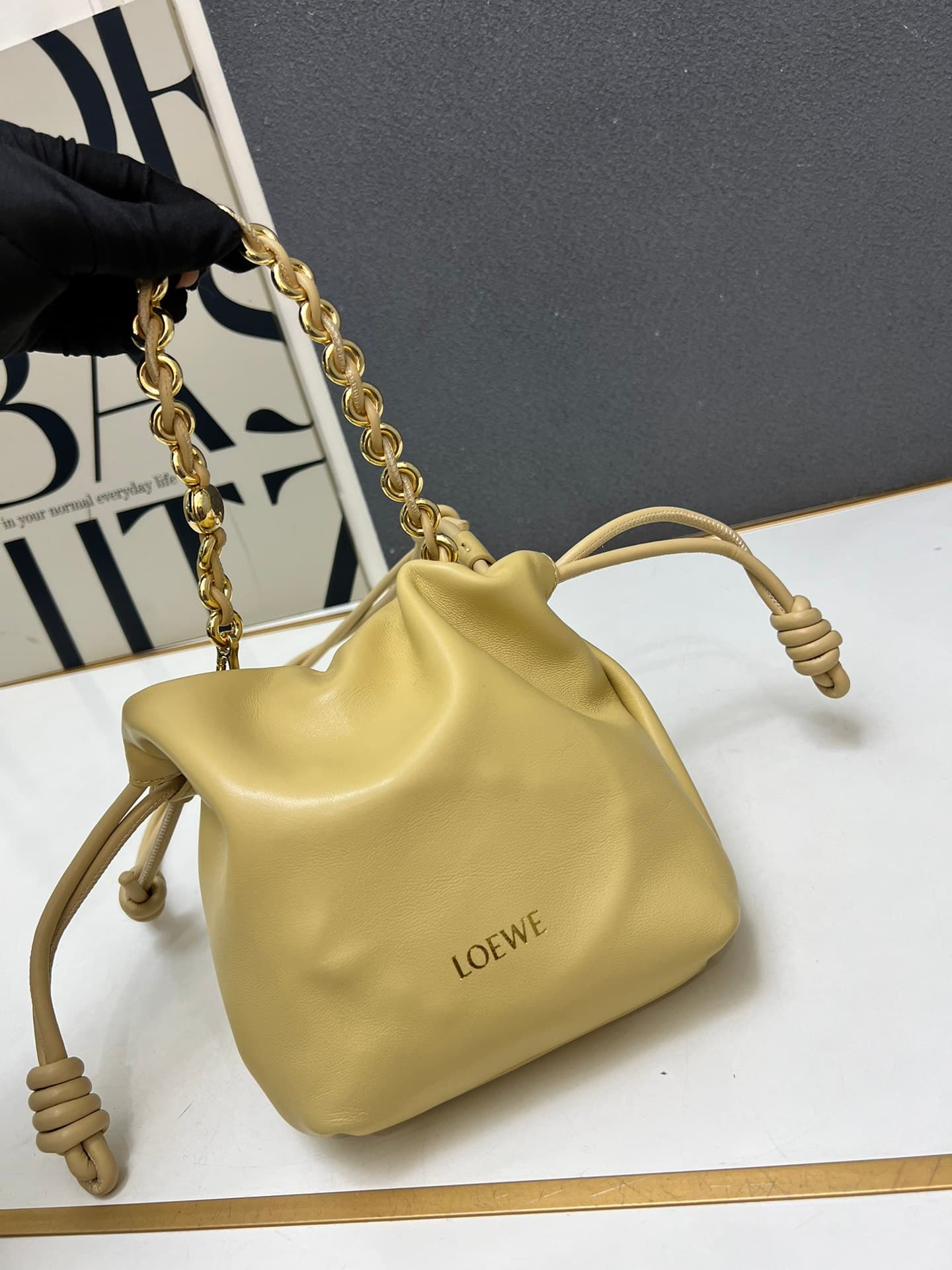 Loewe Mini Flamenco purse in yellow lambskin DG3307 High