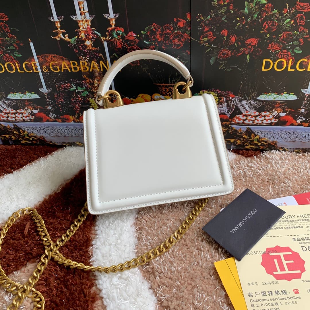 Dolce & Gabbana Small Devotion bag in smooth calfskin in White High