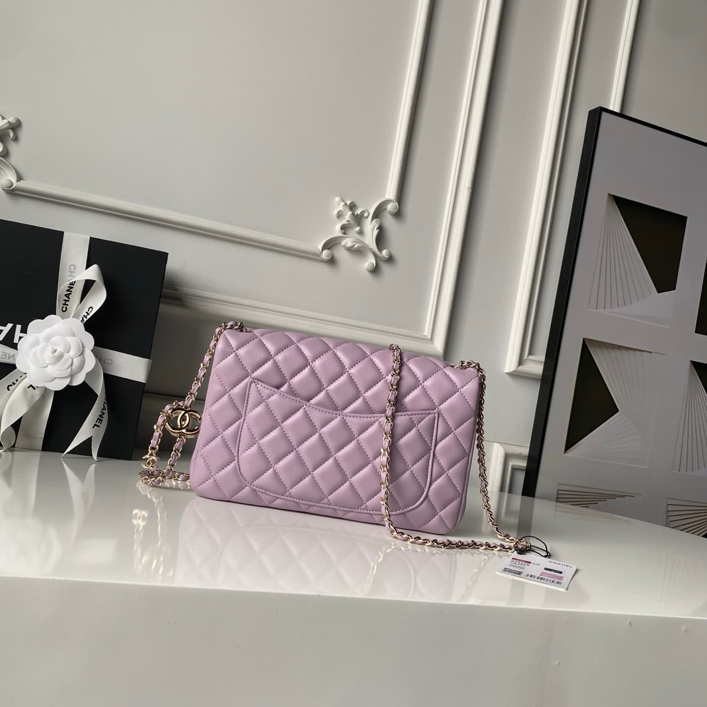 Chanel Classic Flap Bag Lambskin & Gold-Tone Metal AS5756 Light Purple High