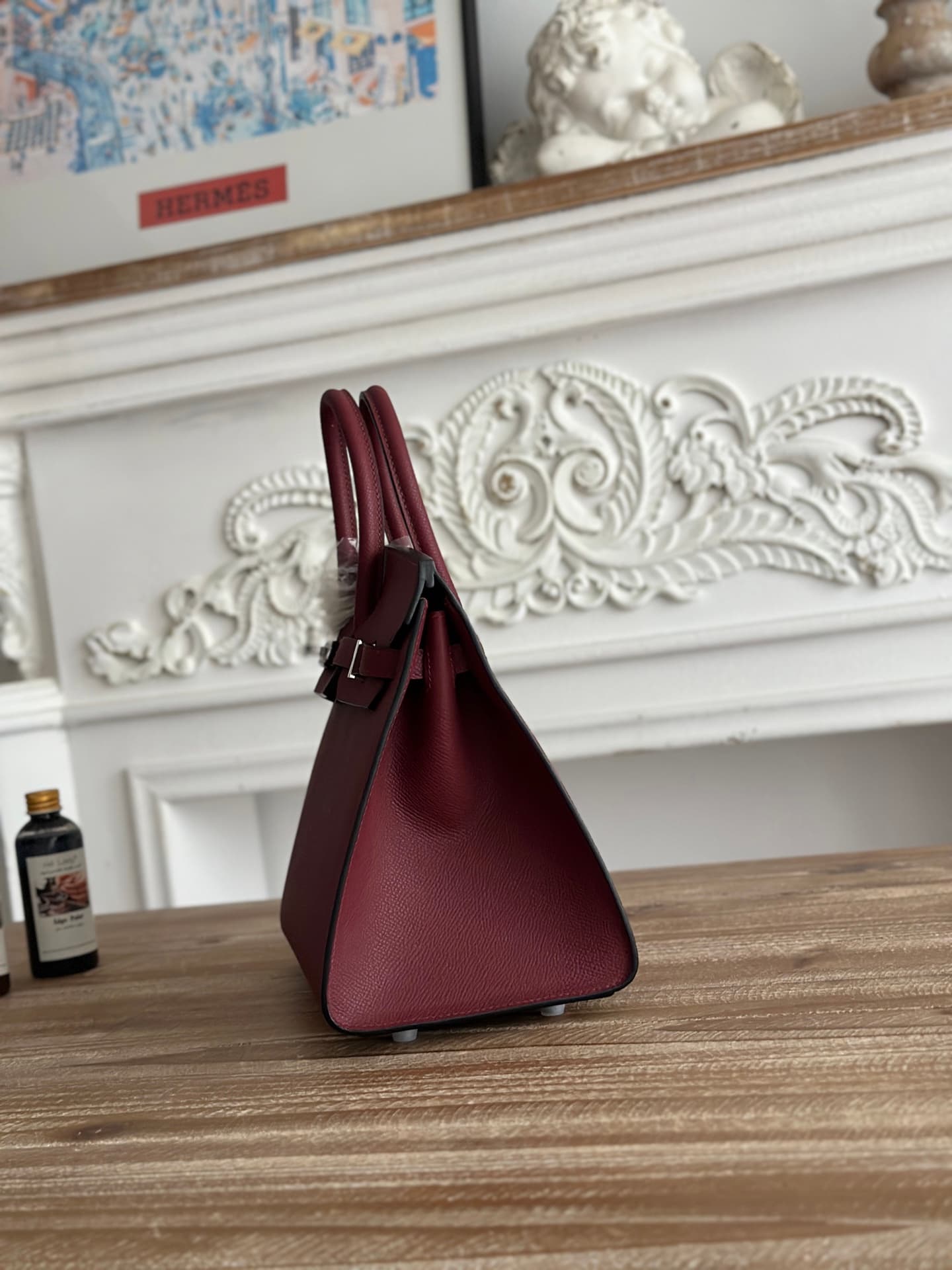 Hermes Birkin Sellier Bag 25/30cm Epsom Leather WAX Bordeaux Sliver-Metal High