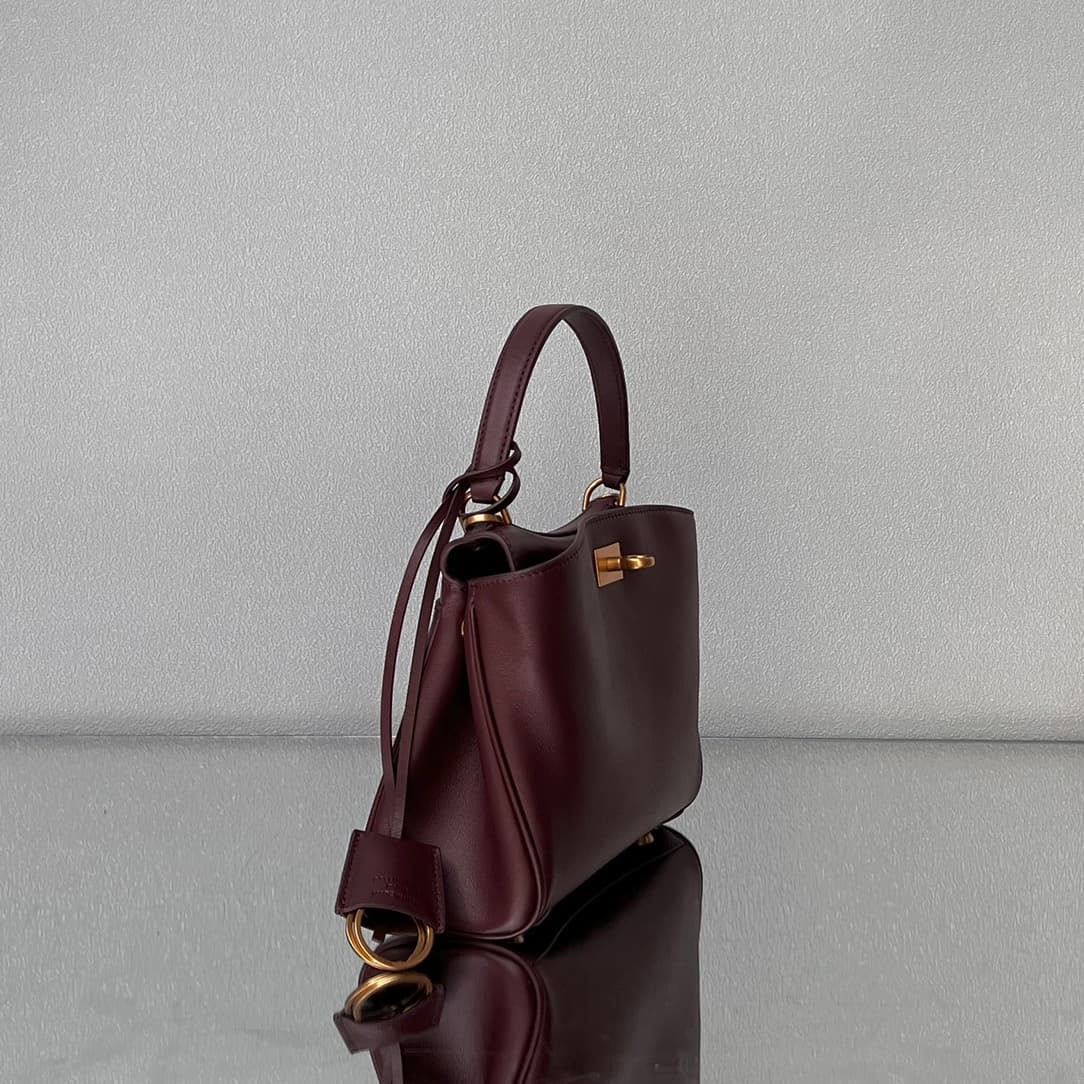 Balenciaga Rodeo Mini Bag in Dark Burgundy Leather With Gold-Tone Metal TOP