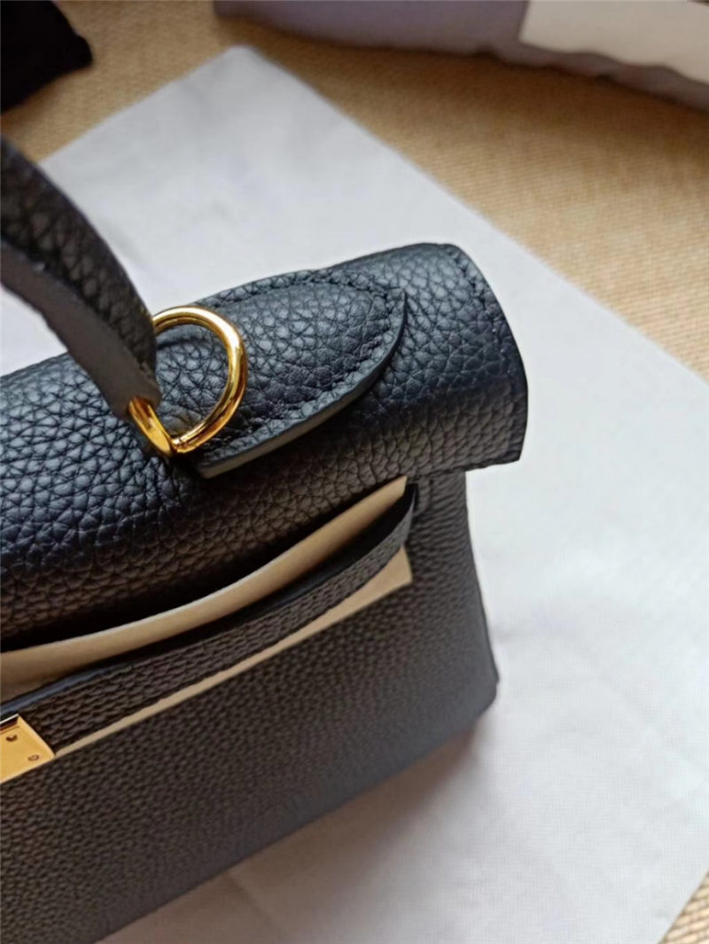 Hermes Kelly 25/28 Retourne Bag Calfskin In Black High