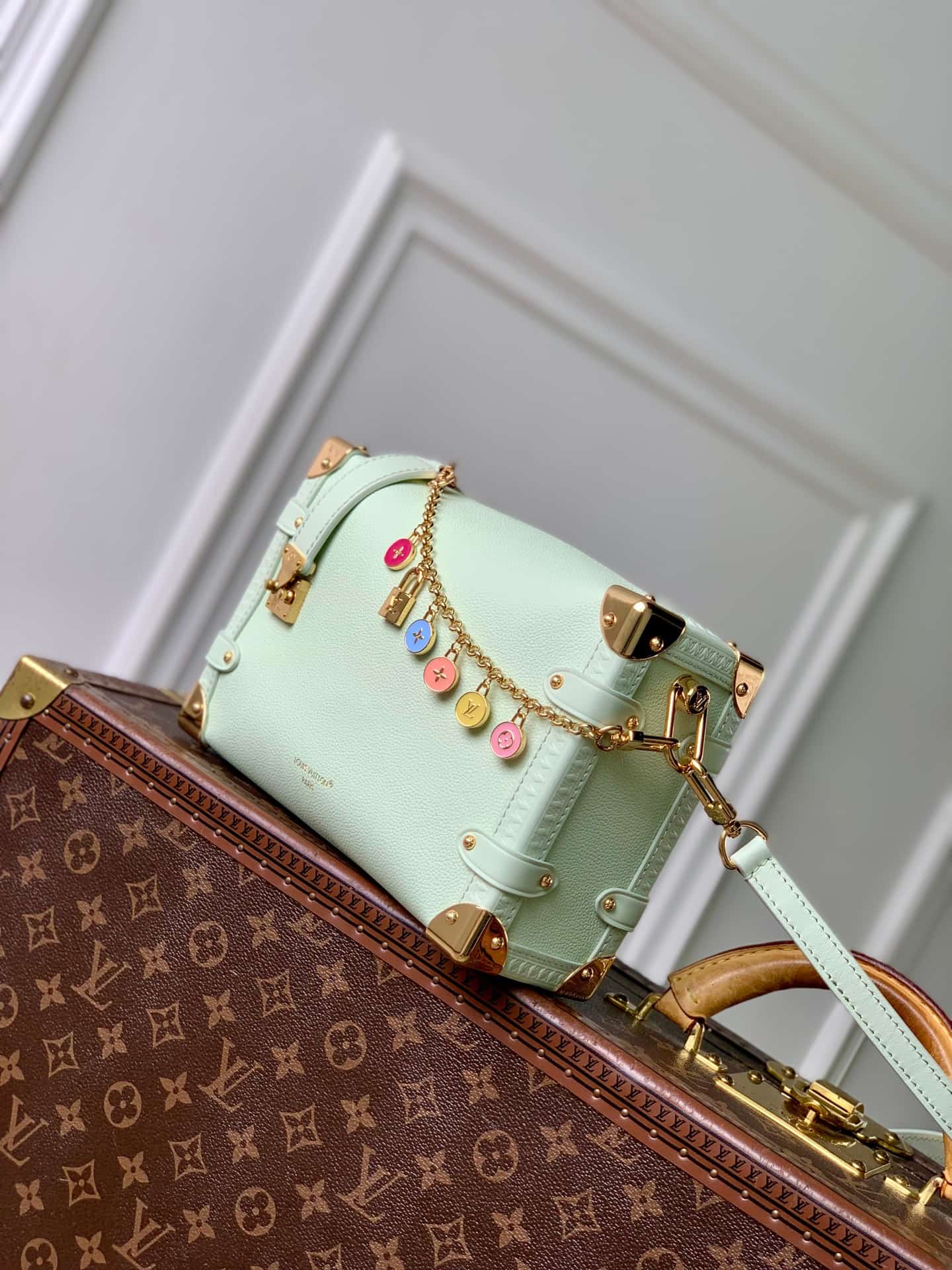 Louis Vuitton Side Trunk MM Jade Green Calf leather M27449 High