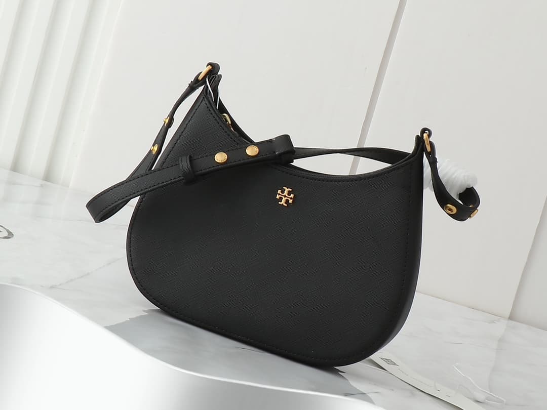 Tory Burch Emerson Small Patent Zip Shoulder Bag in Black High