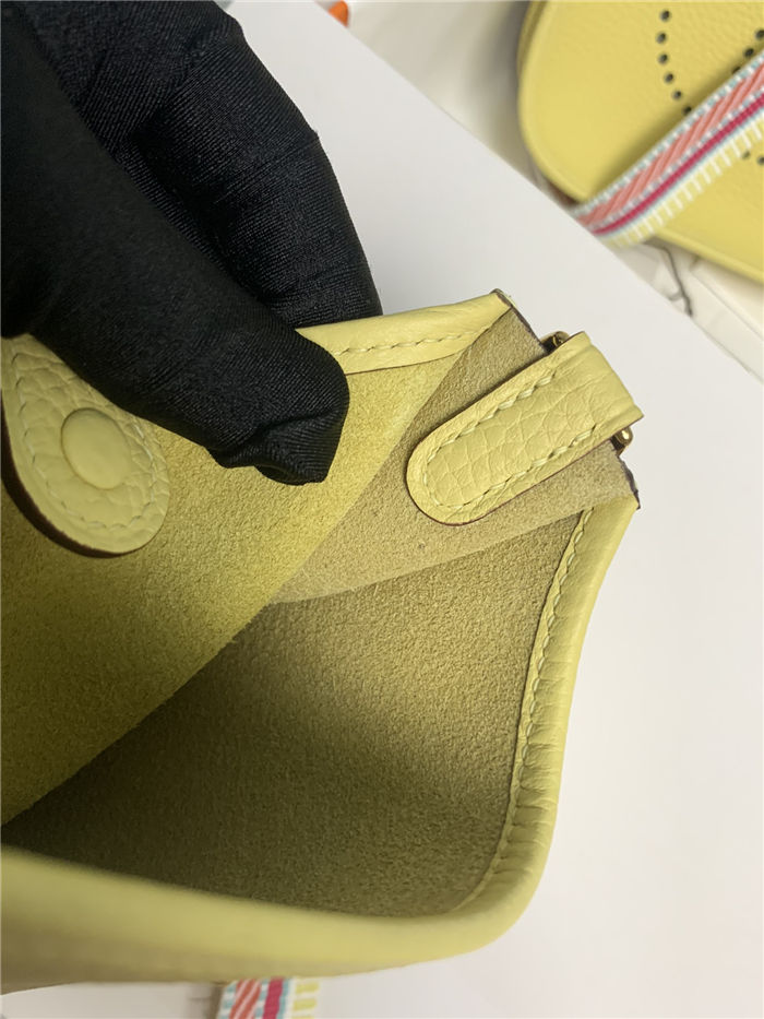 Hermes Evelyne III TPM Mini Bag Togo Leather In Jaune Poussin WAX High