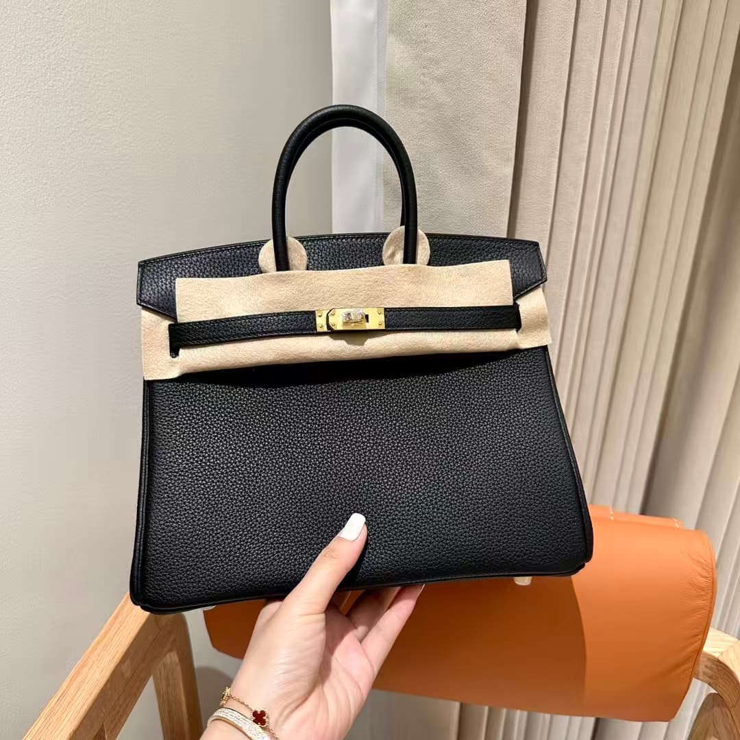 Hermes Birkin Sellier Bag 25/30/35cm Togo Leather Gold-Metal Black WAX High Customizing Style