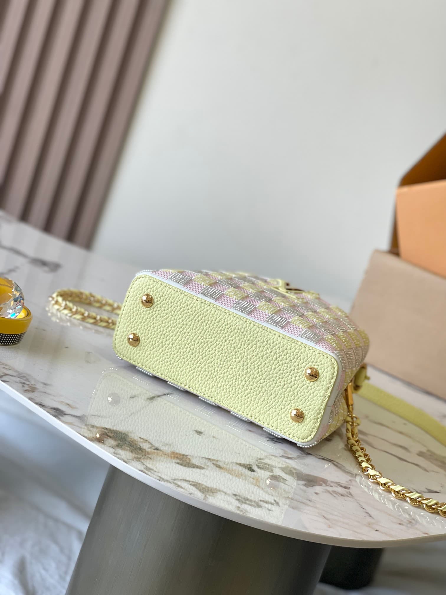Louis Vuitton Capucines Mini Smooth calfskin and beads M24809 Yellow/Pink Top
