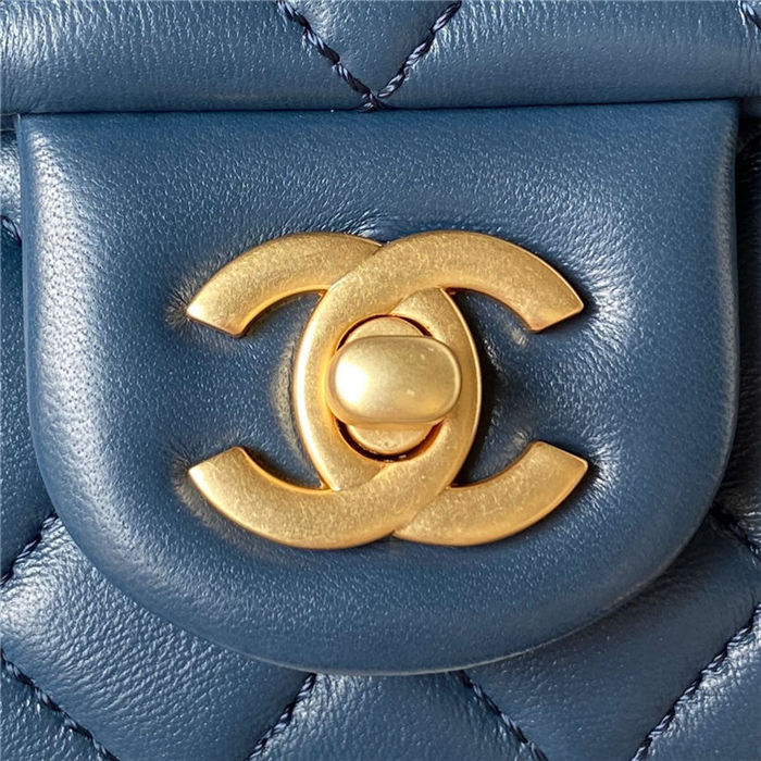 Chanel SUPERMINI FLAP BAG AS4040 Lambskin & Gold-Tone Metal Blue-Navy A