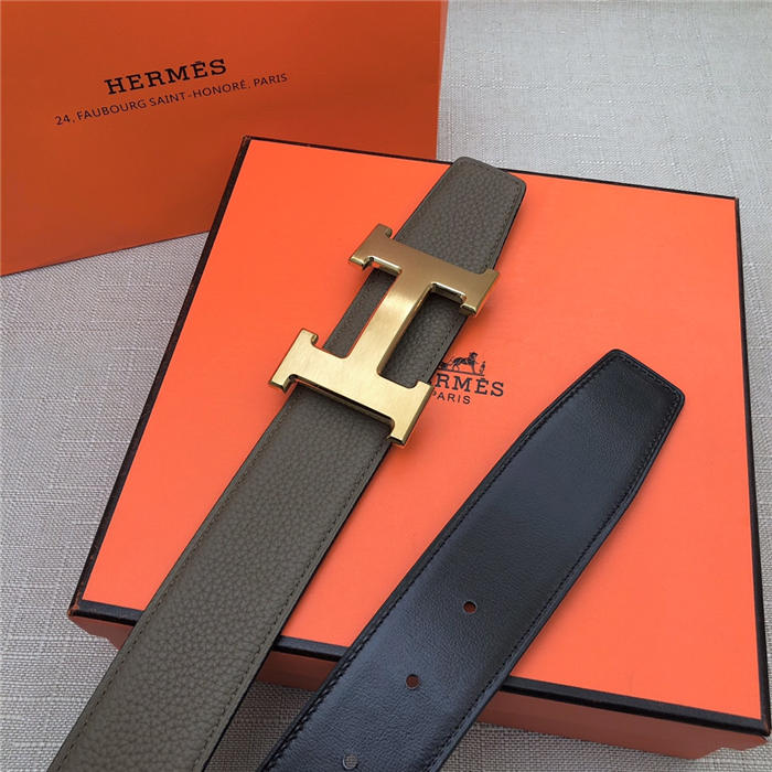 Hermes H belt buckle & reversible strap 32/38 mm Togo Grey High