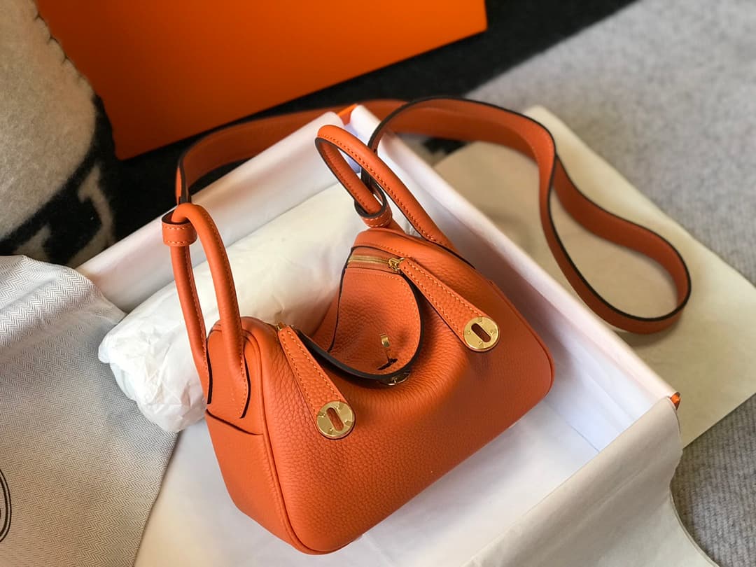 Hermes Lindy Mini Bag Calfskin Leather In Capucine High